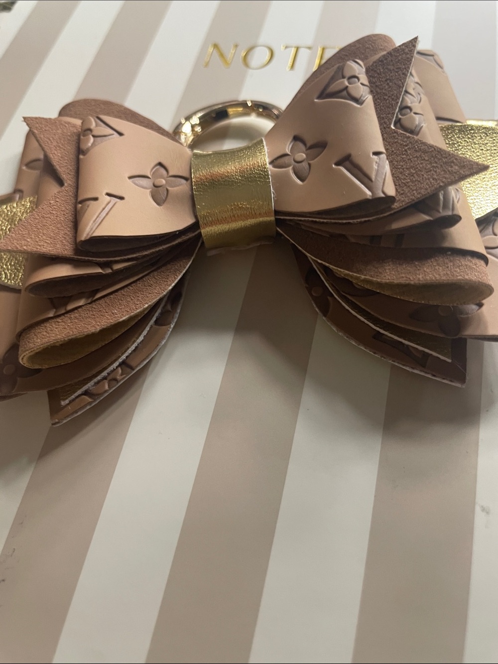 Large Brown Layered keychain bow